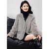 Xinfeiyu Elegant Faux Fur & Leather Patchwork V-Neck Jacket