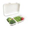 Biodegradable Eco-friendly Disposable Paper Lunch Box with Double Compartment, 9x6 Inch