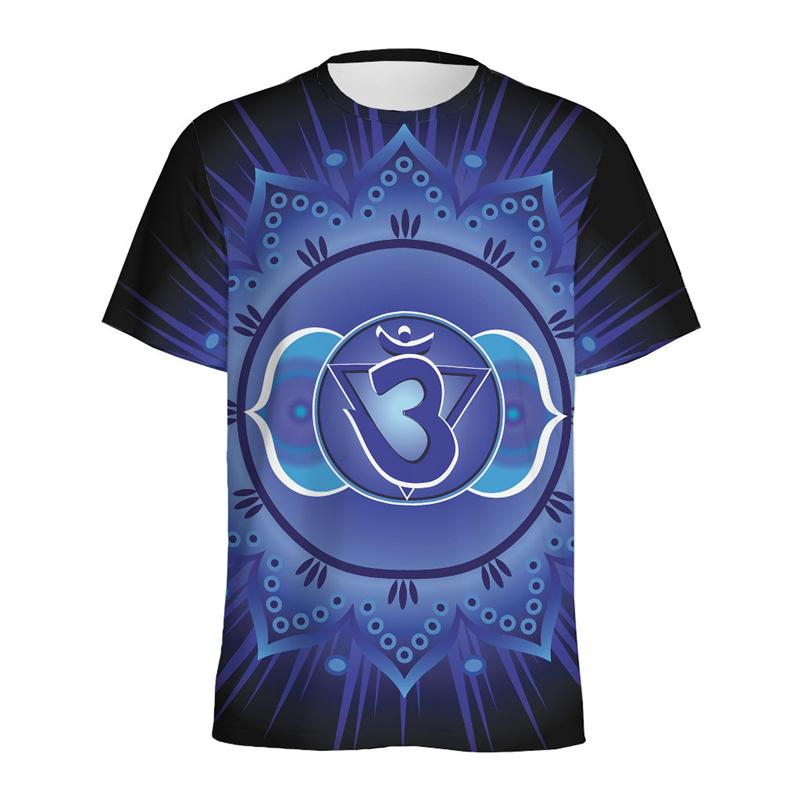 Spiritual Pattern 3D Printed T-shirt For Men Ethnic Floral T Shirt Women Round Neck Short Sleeve Summer Street Tees