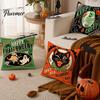 Festive Holiday Gift Ideas 4Pcs/Set Halloween Linen Cushion Covers, 18x18 Inch Retro Throw Pillow Cases, Covers for Sofa Skeleton Pumpkin Black