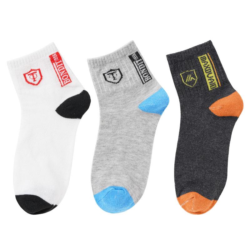 3 Par Herr Casual Mellanlånga Strumpor Tryckta Sköldmönstrade Strumpor Sport Svettabsorberande Bekväma Strumpor