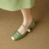2025 Retro Chinesischer Stil Mary Janes mit eckiger Zehenpartie und hohen Absätzen aus Mikrofaserleder