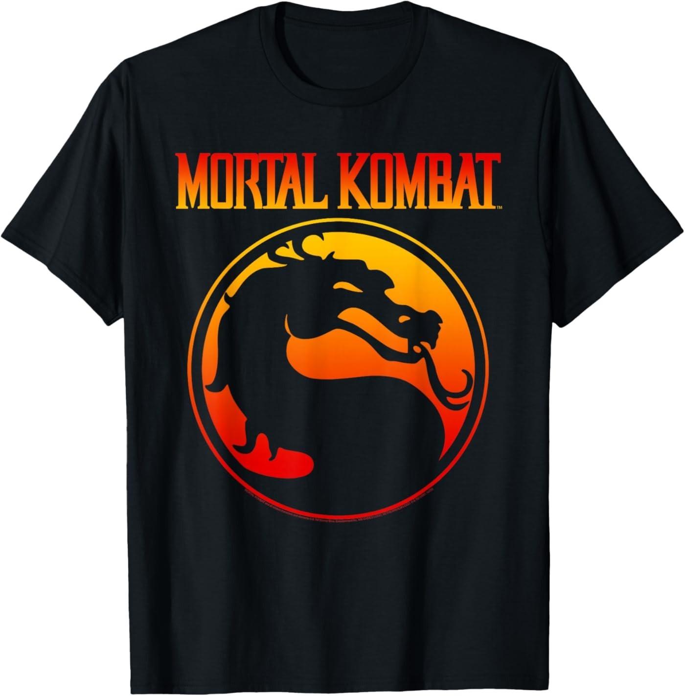 Mortal Kombat Klassic Dragon Gradient Logo Video Game T-Shirt XL