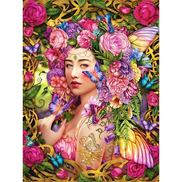 Diy Full Round Diamond Painting Woman 5D Diamond Embroidery Flower Mosaic Portrait Rhinestone Handmade Hobby Decor