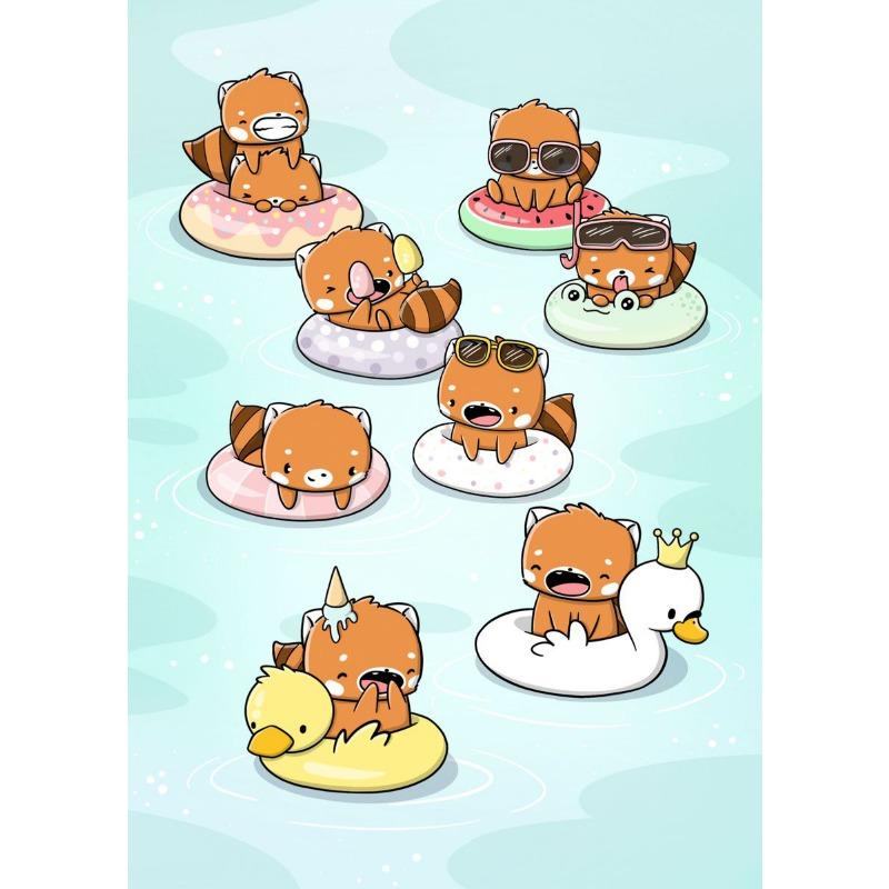 

Cartoon Abstract Cute Little Animals Bathing By The River Poster Canvas Painting Print Art Pictures Home Room Wall Decor Gift 21cm×30cm NoFrame