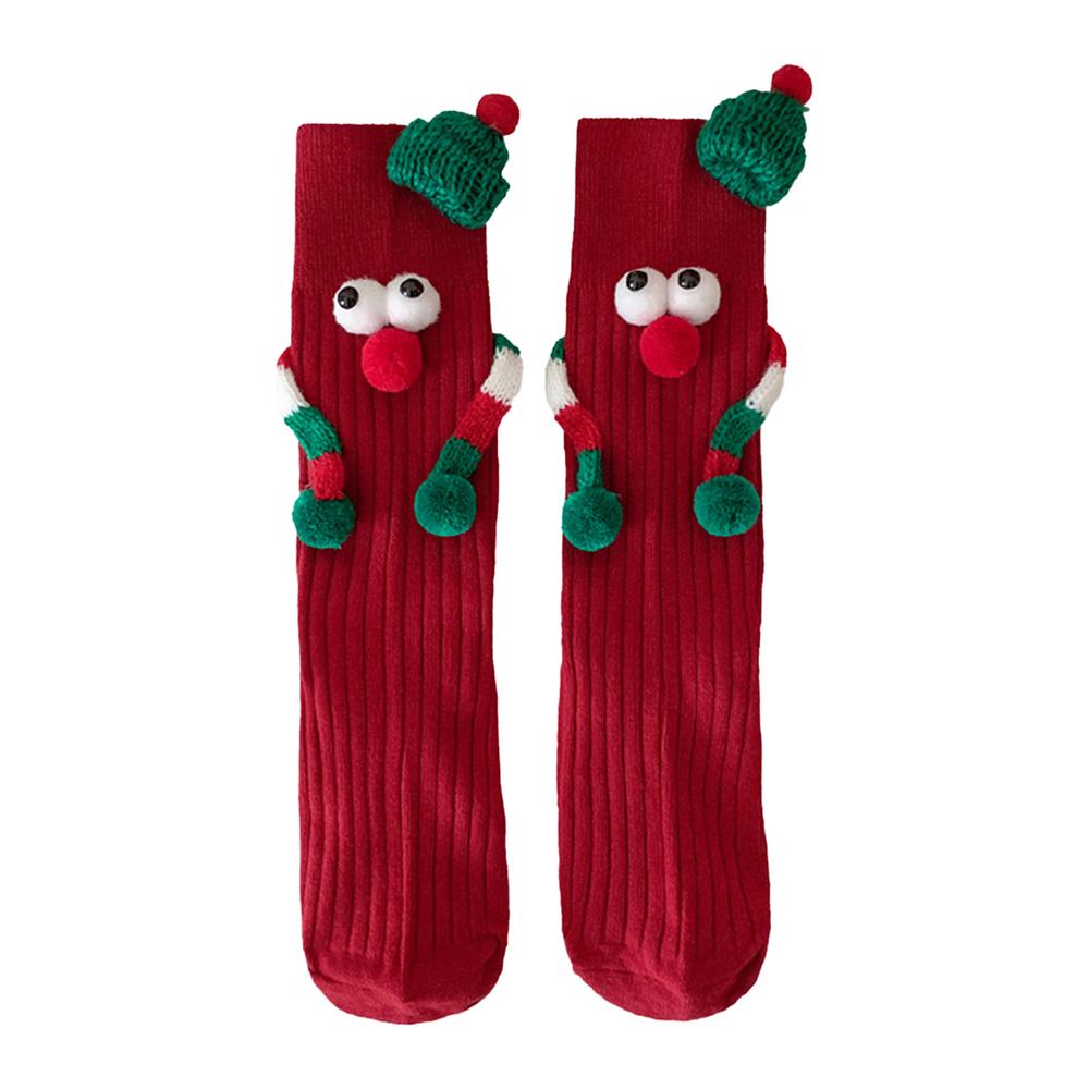 Hand Holding Socks Magnet Socks Elastic Cartoon Hand Socks Holiday Gift Comfortable Funny Christmas Supplies Gift For Winter красный
