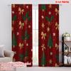2pcs,2D Plane Printing Curtain Fabric Adorable Santa Hat & Scarf Versatile Fabric (without Rod) Versatile All Perfect for