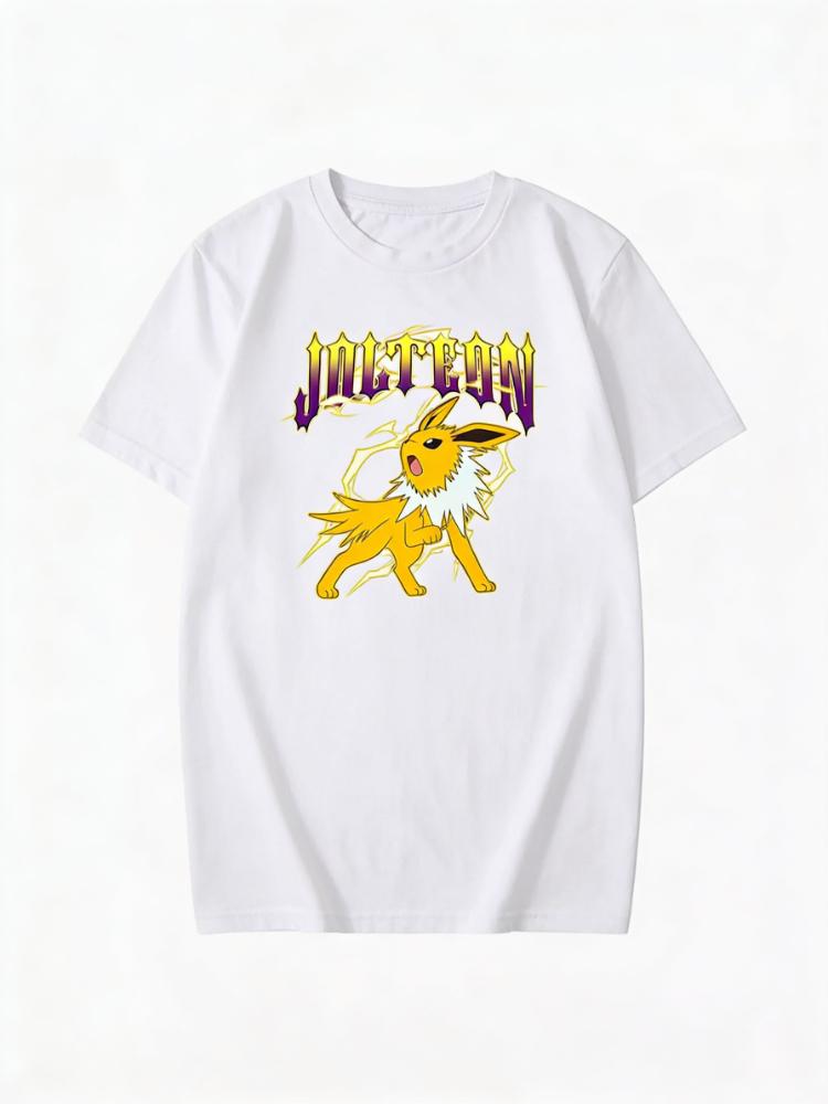 

2026 New Jolteon Thunder Metal Graphic Print Retro Fashion Spring Unisexs Short Sleeve ParentChild Loose and Comfortable TShirt S