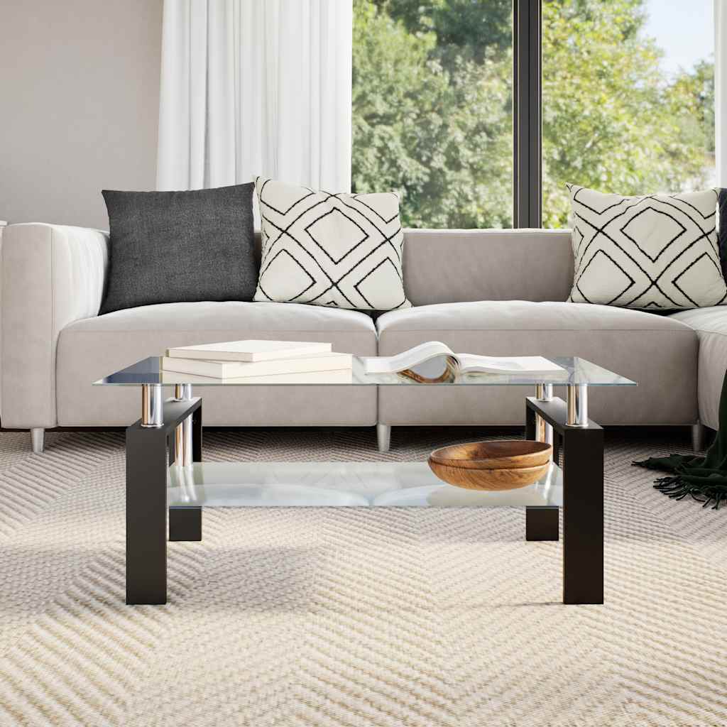 Vidaxl Coffee Table, Grey-Transparent, 95X55X40 Cm, Glass