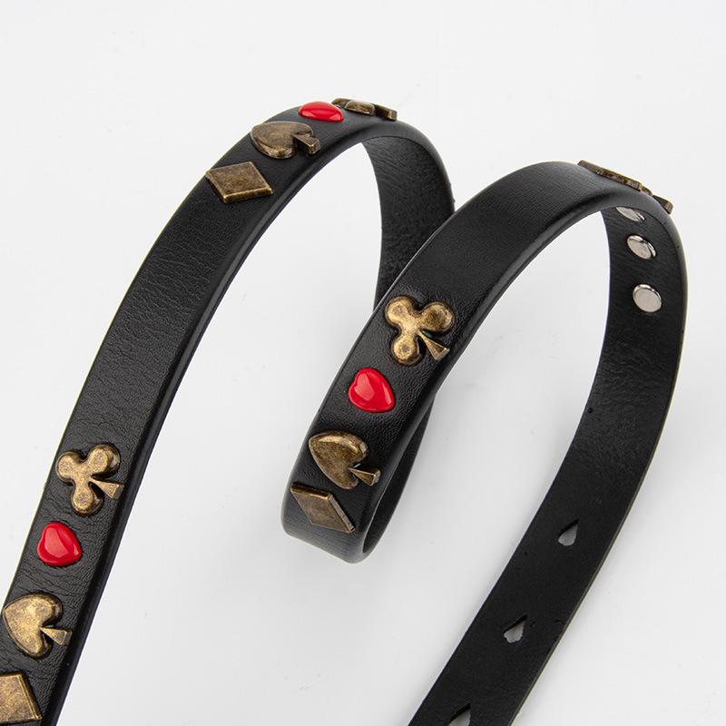 Trendy High-end Punk Style Rivet Leather Belt Women's Personality Color Poker Decoration Jeans Belt Belt