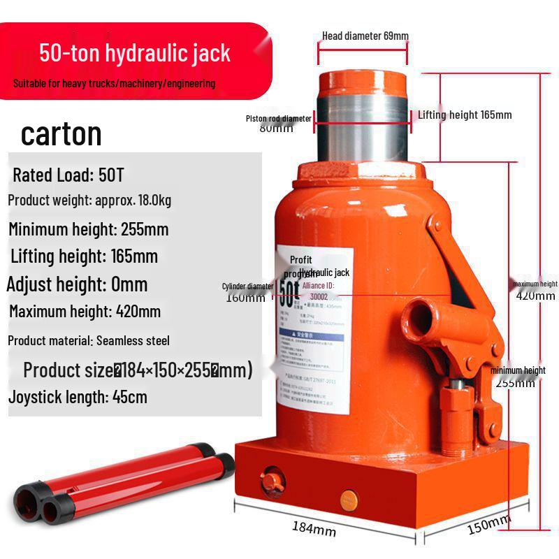 2-Ton Vertical Hydraulic Bottle Jack for Small Cars, Off-road SUVs, and Vans