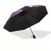 Kuromi Automatic Folding Umbrella-Simple 8-Rib Design, Bright Cartoon Pattern, Durable Iron Frame, Suitable For Travel, Outdoor, Beach-Cute