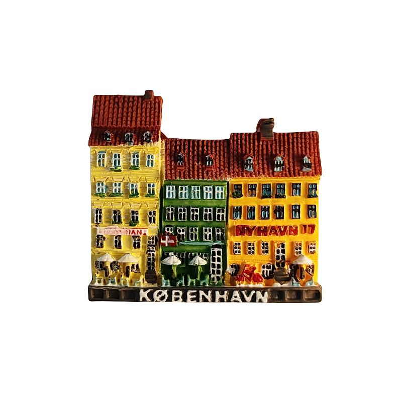 Nordeuropa Dänemark Kopenhagen 3D Stereoskopisch Tourismus Souvenirs Harzmalerei Dekoration Zuhause Kühlschrankmagnete