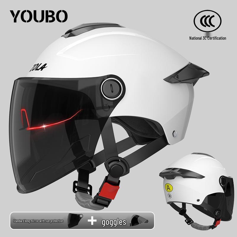Dual Lens Electric Motorcycle Helmet for Men & Women - 3C Certified, Sun Protection, Half Helmet for Electric Scooters Dual Lens