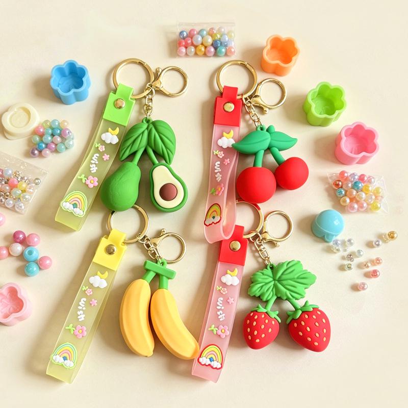 Cartoon Fruit Keychain Pendant: Cute Strawberry, Avocado, Banana, Cherry Doll Toy for Kids