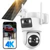 4K Solar Security Cameras Wireless Outdoor,Camera Surveillance Exterieur for Home with Human Auto Tracking,Siren,Dual Lens,Color Night Vision
