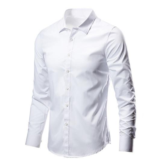 Camisa de manga larga para hombre, cárdigan de un solo pecho con botones de Color sólido, vestido informal con solapa, camisa de primavera para uso diario