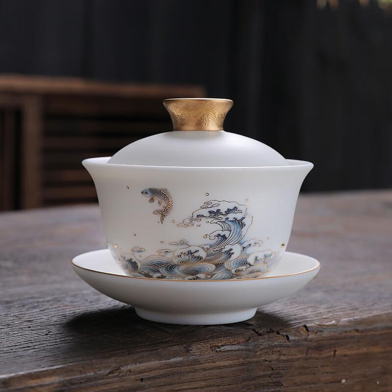 Chaxun Ceramic Enamel San Cai Gaiwan Set