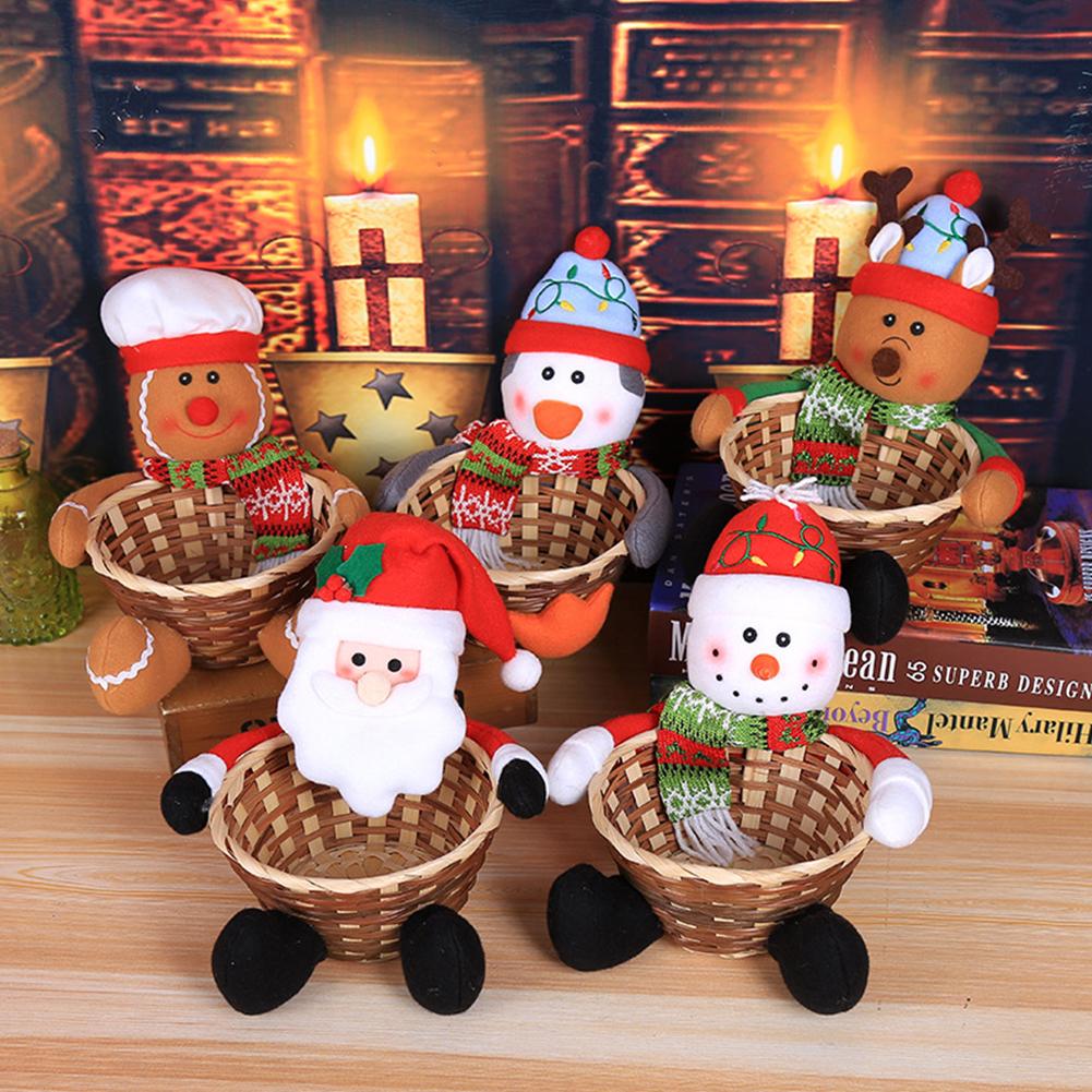 1 Stück Weihnachts-Dekorations-Süßigkeitenkorb Weihnachts-Tischdekoration 12*18cm