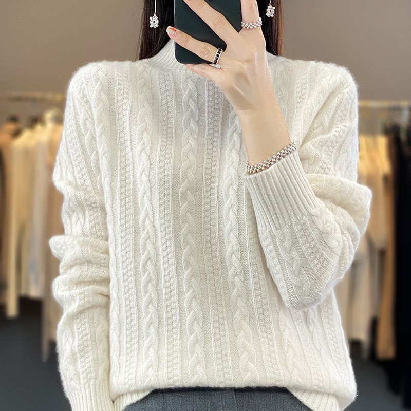 Cable Twist Turtle Neck Knitted Sweater, Elegant Long Sleeve Pullover Sweater for Fall & Winter, Women's Clothing