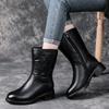 First Layer Cowhide Real Wool Boots Embroidered Women's Boots Medium Boots Winter New Short Boots Warm Fashion Mother Shoes