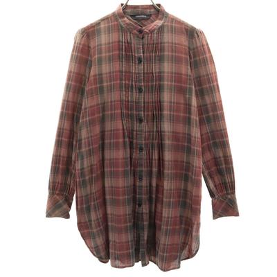 HYSTERIC Check Pattern Long Sleeve Pin Tuck Band Collar Shirt F Tunic Women Used