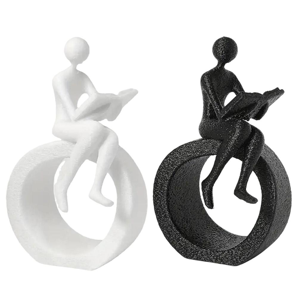 Plastic Reading Statue Modern Abstract Art Sculptures Collectibles Figurines Bookshelf Decors Accents for Home Decors