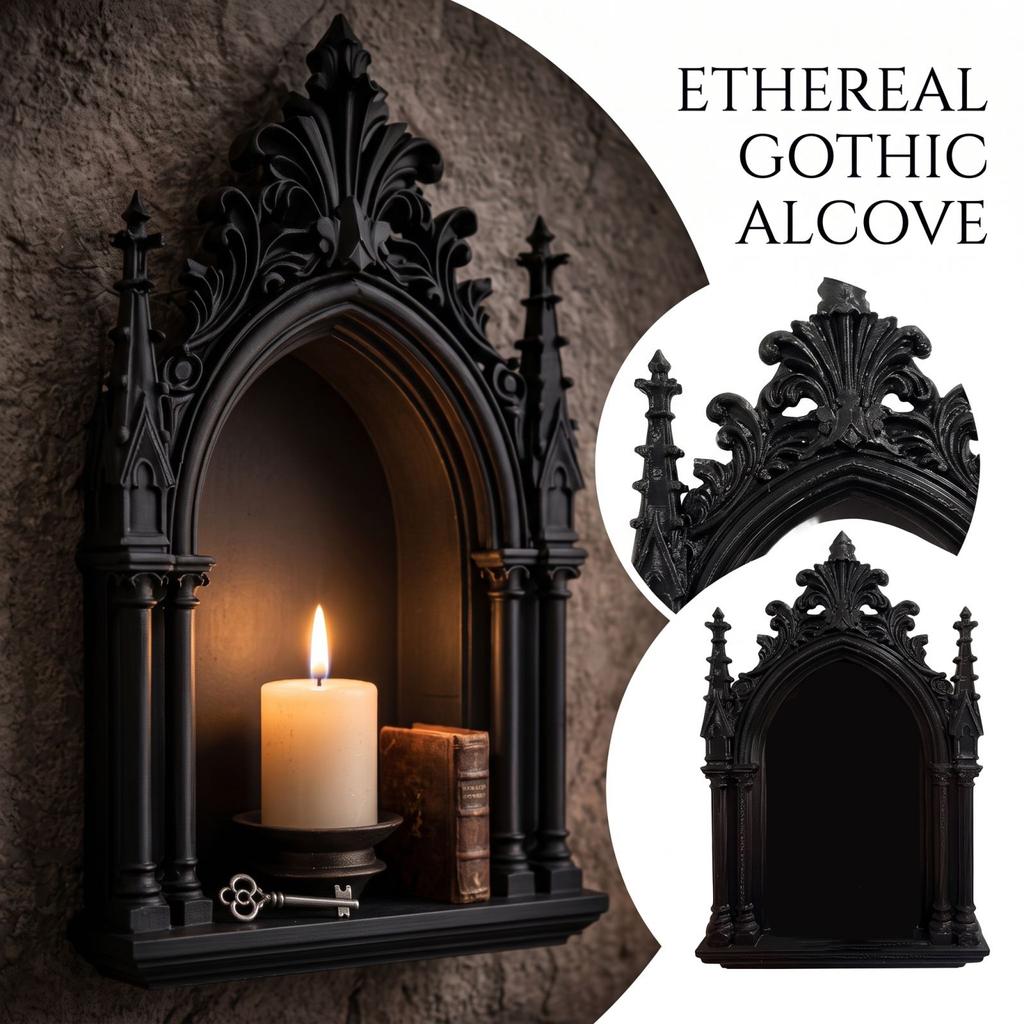 3D Printed Gothic Shelf Wall Mounted Decorative for Living Room Display
