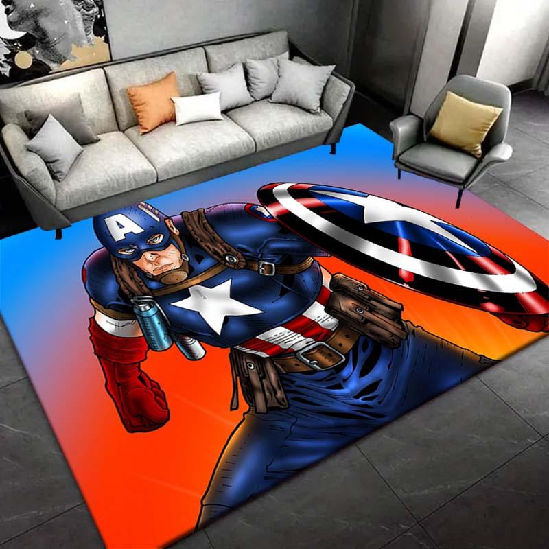 1pc Captain America Pattern Area Rug Soft Flannel Floor Mat for Living Room, Bedroom, Sofa Coffee Table Floor Mat, Machine Washable