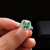 Deluxe Simulated Natural Emerald Ruby Square Bag Ring Women'S Light Luxury High-Texture High-Carbon Diamond Ring