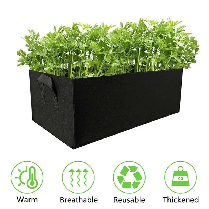 1pc Felt Grow Pots Rectangle Growing Pots Fabric Planting Bags Flower Planter Bags Outdoor Garden Vegetable Planting Container