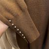 Loose Semi-high-neck Sweater for Women's Autumn and Winter with Beaded and Cut-out Design Knitted Top and Pullover