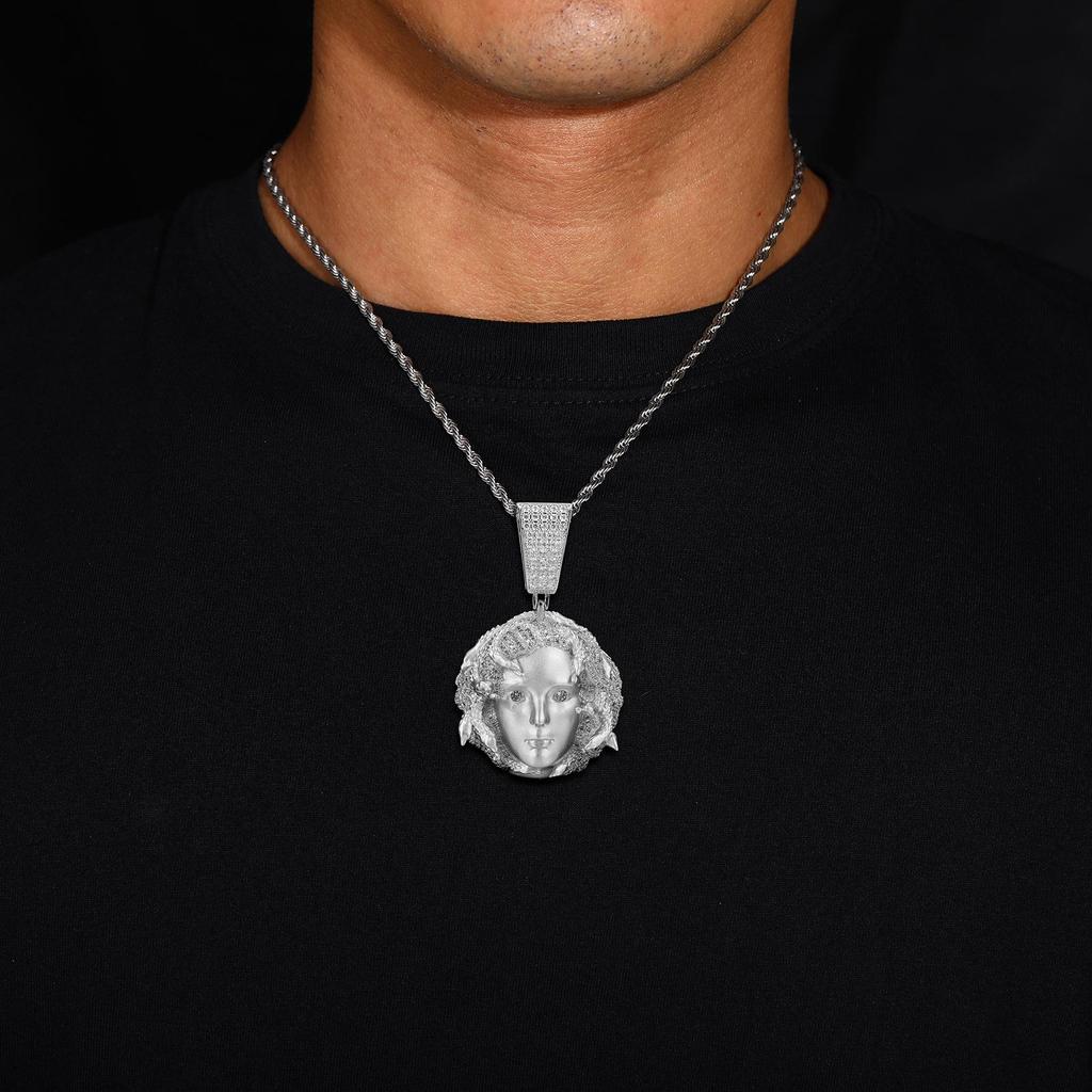Trendy Hip Hop Medusa Zircon Pendant Necklace for Men