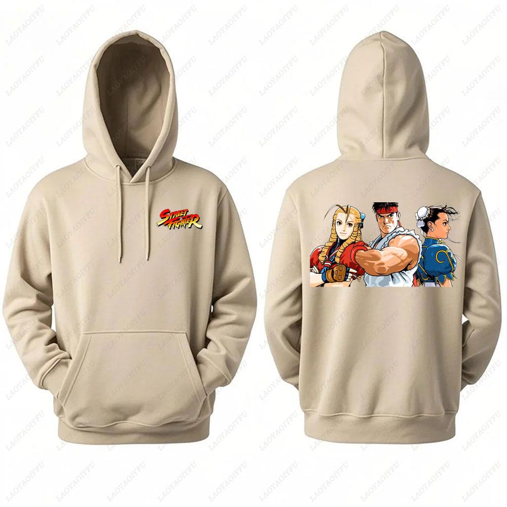 Street Fighter Men's Hoodie Anime Game Print Casual Long-sleeved Sweatshirt Double-sided Streetwear for Autumn ropa de hombre