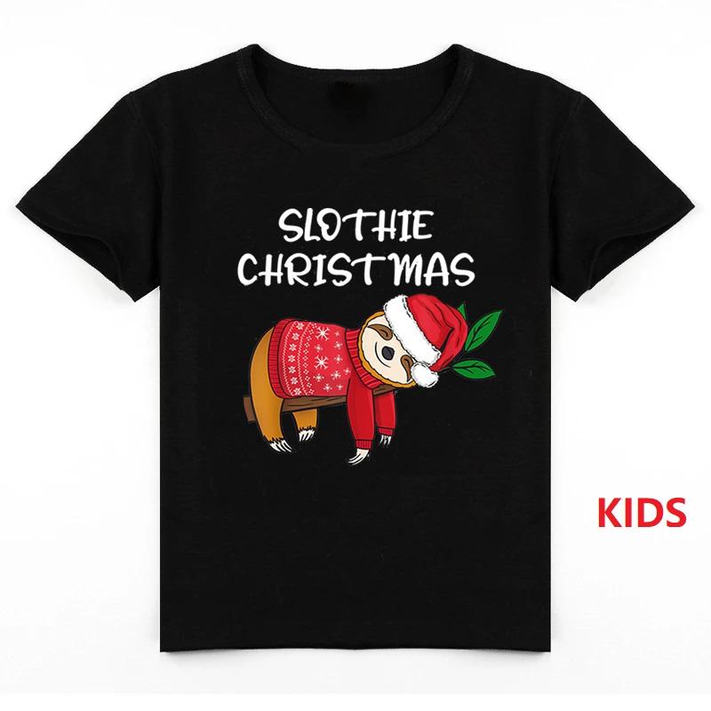 

Christmas T Shirt Kids Adult Men Short Sleeve Oversized Family Clothes KAWAII Christmas SLOTH Graphic Female T Shirt Streetwear 3XL чорний