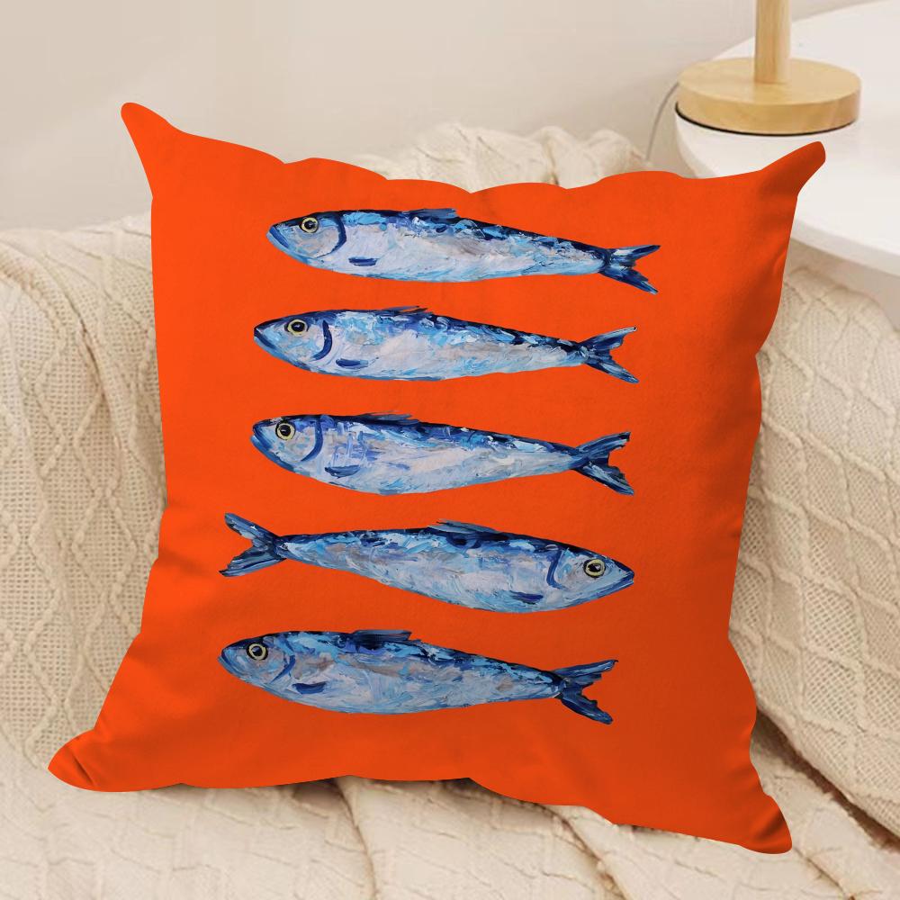 CoastalCharm Sardine Can Cushion Cover Soft Plush Fabric DoubleSided Printed Sofa Cushion Cover for All Seasons Home Decor Gift