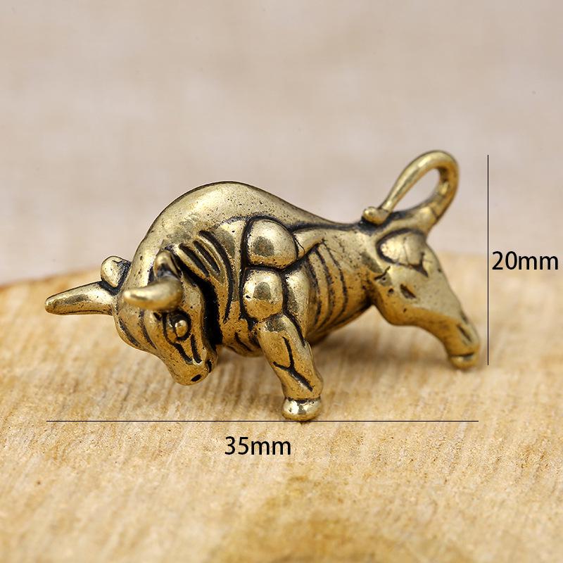 Porte-clés rétro en laiton avec animaux du zodiaque - Pendentif clé simple et mignon
