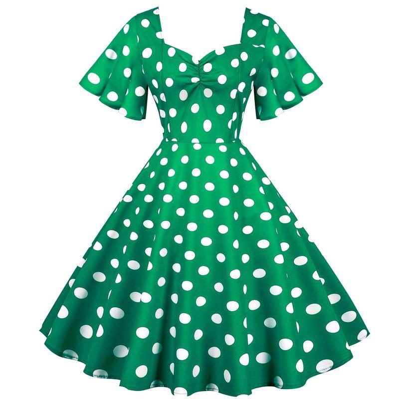 

Polka Dot Mid Length Large Swing Skirt Women s Polka-Dot Mid-Length Swing Skirt Green M(M)