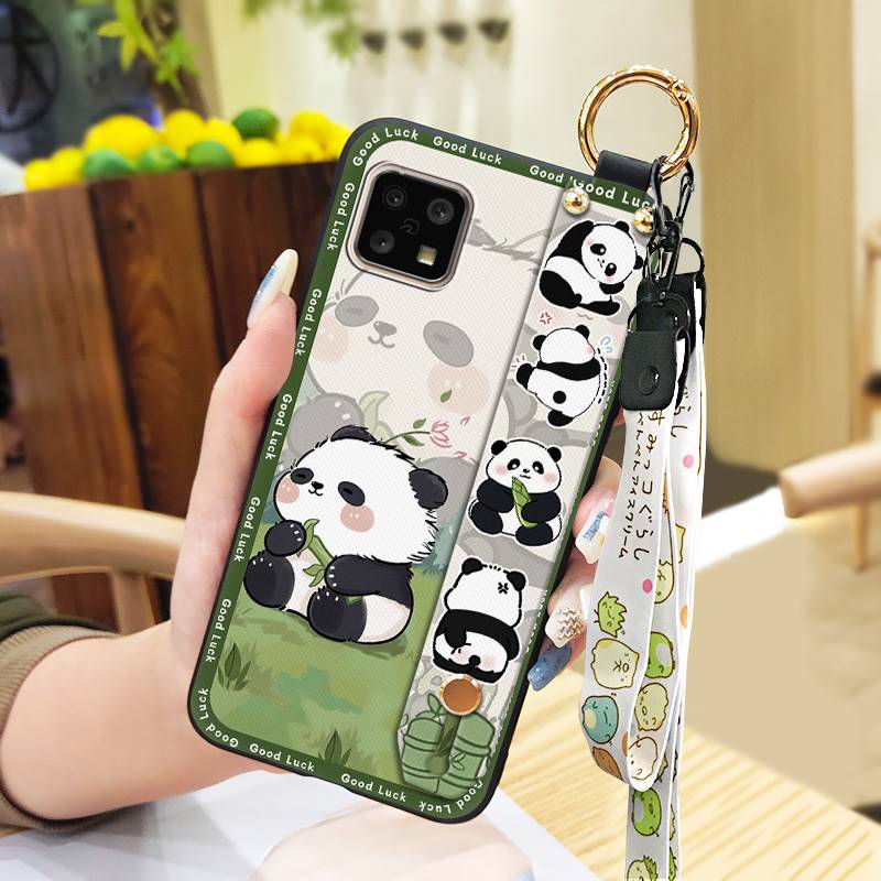 Back Cover Panda Phone Case For Sharp Aquos Sense4 4G/Sense 5G Phone Holder Wrist Strap Durable Cute Fashion Design Ring