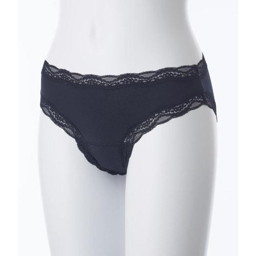 Peach John [Sanitary Shorts, Winged, Non-slip, Reduces Odors] Daily Lace Trim Sanitary Shorts, Black, Size L