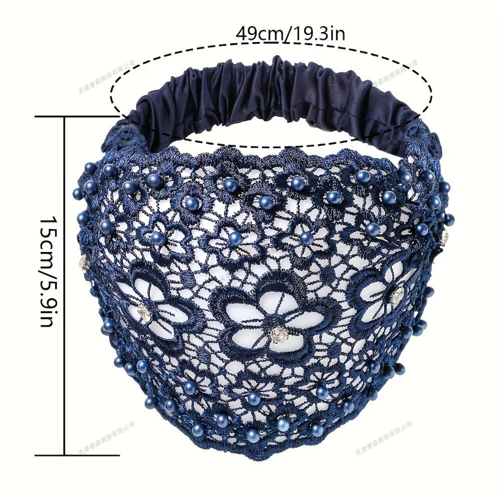 Bloemen Kant Hoofdband met Kristal Kralen Brede Elastische Ademende Haarband voor Vrouwen Mode Haaraccessoires Casual Feest Bruiloft