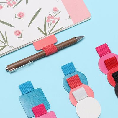 Adjustable Convenient Stationery Notebook Leather Pen Clips Elastic Loop Self-adhesive Pen Holder