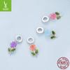 Yinziyun S925 Silver Rose Pendant with UV Color-Changing Flower Beads for DIY Bracelet