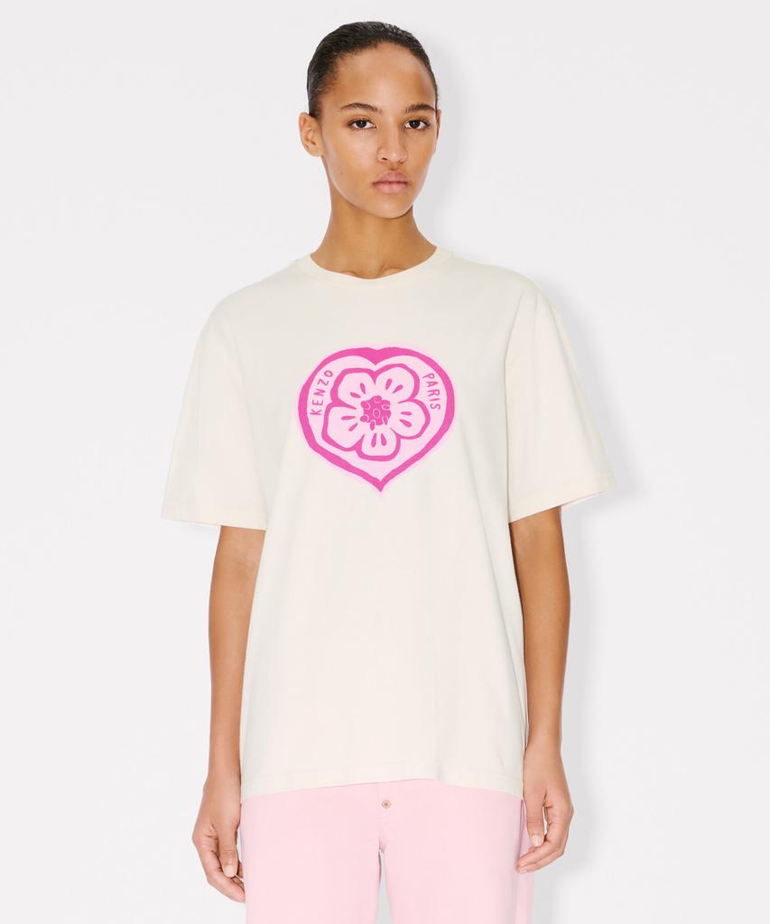 KENZO Women'S Kenzo Bokeh Heart Loose Fit Ivory Short Sleeve T-Shirt_K265Awt702Ivx