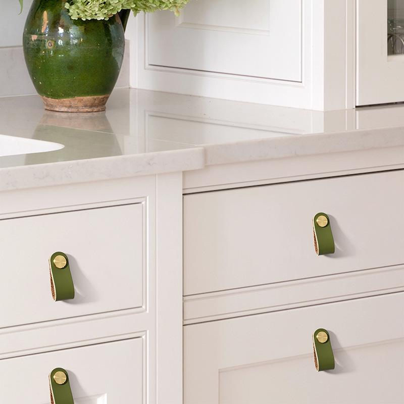 Anti-Collision Leather Pull Handle for Cabinet/Wardrobe/Drawer - Soft, Single Hole, Ideal for Children's Room