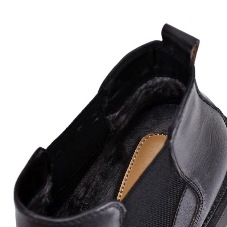 First Layer Cowhide Chelsea Boots Men'S Leather Versatile Velvet Medium Help Breathable Boots Martin Boots