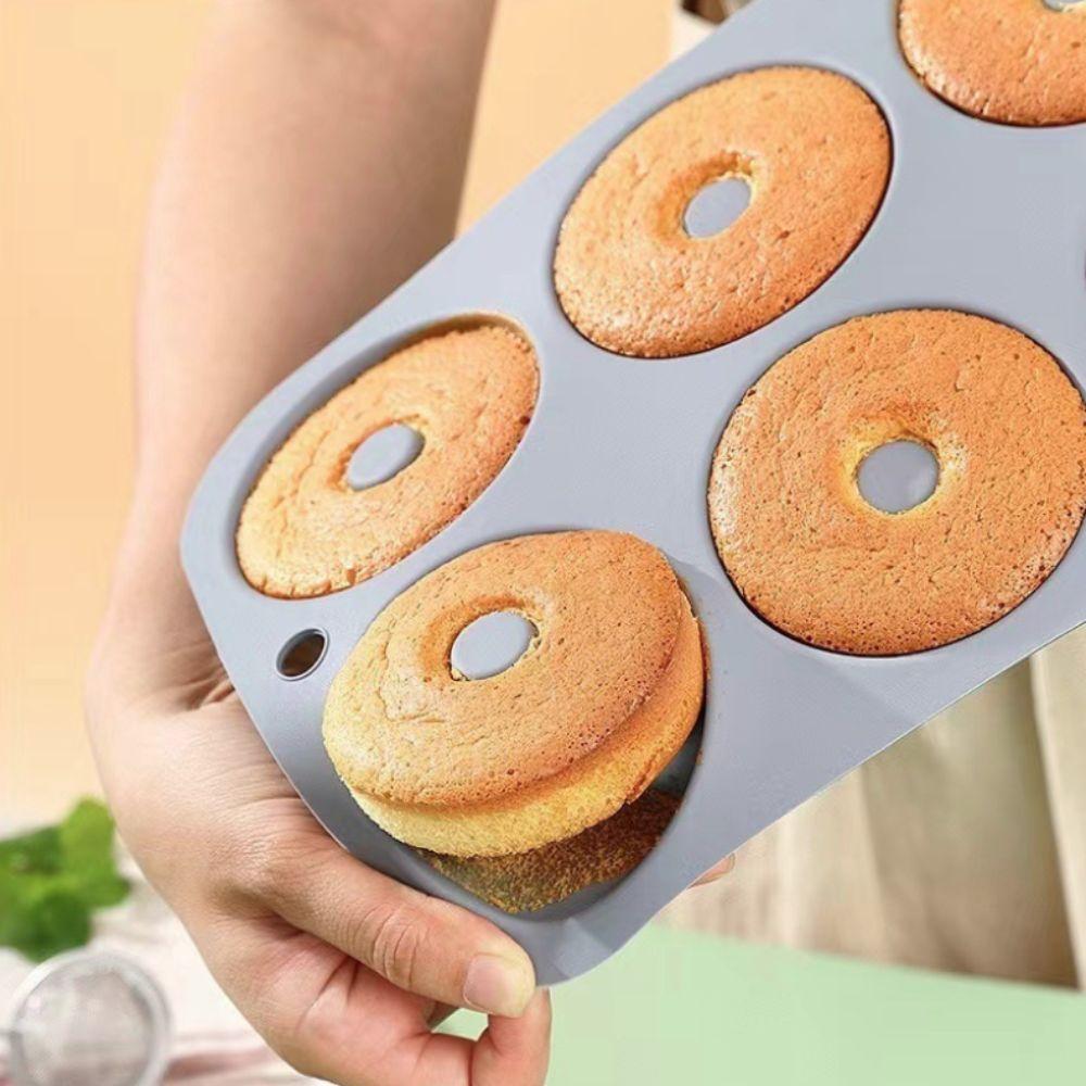 3PCS Silicone 6-Cavity Donut Baking Pan Soft Bread Mold Household Dessert Mold  Cake