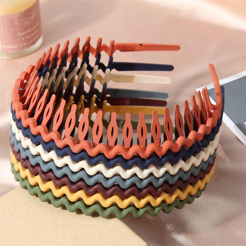 Simple Solid Color Wave Hair Comb Hairband Headband Hair Hoop Bezel with Teeth Hair Accessories for Women