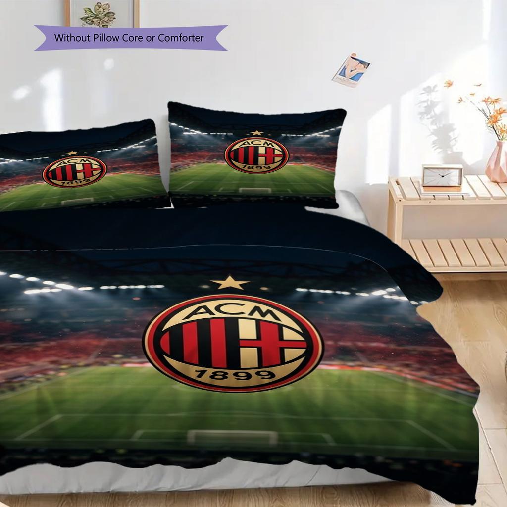 AC Milan Legacy: Passion Field Three-piece set (1 * duvet cover + 2 * pillowcase, without core) Duvet cover and pillowcase Bedding set