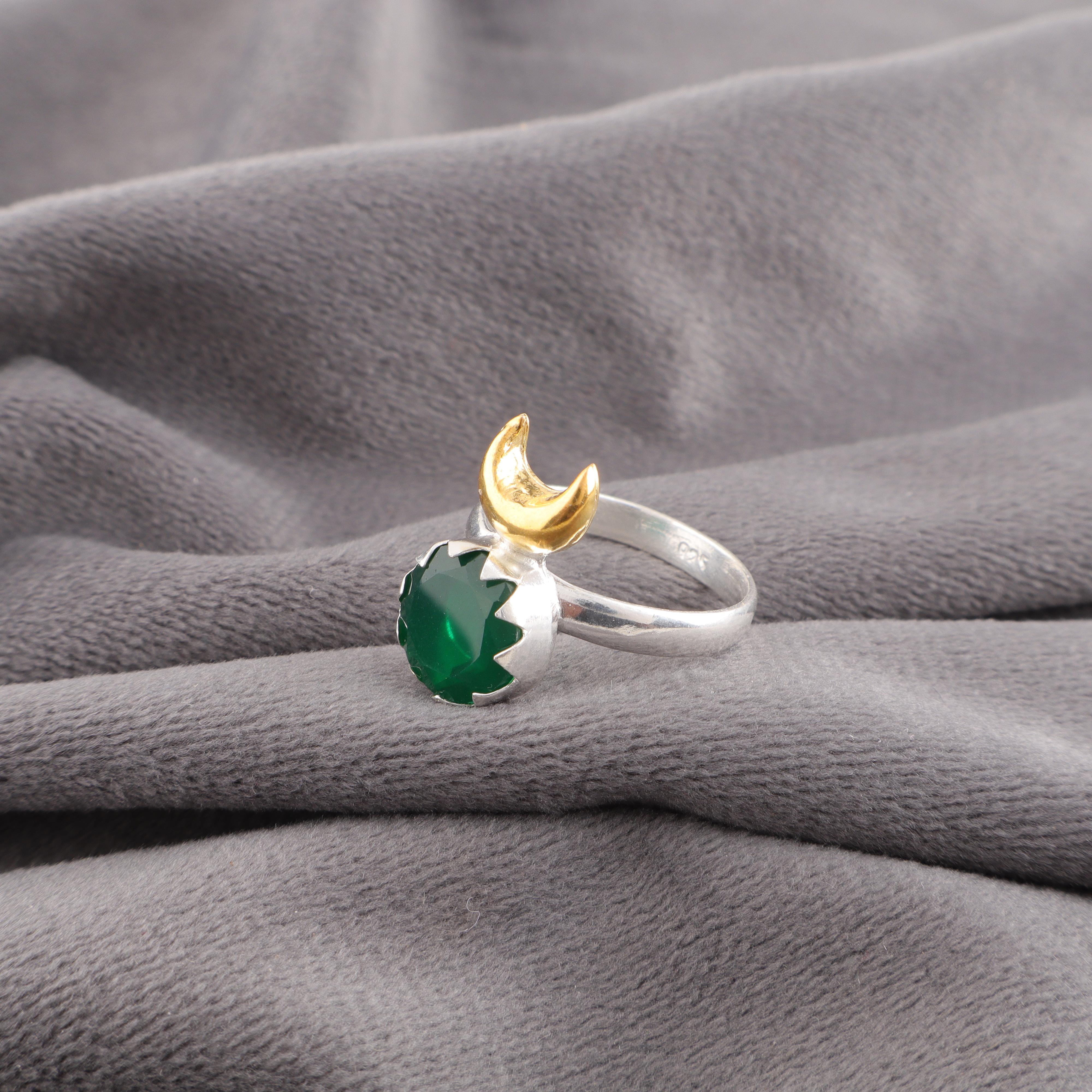 

Украшения из зеленого оникса, Кольцо из серебра ручной работы, Ювелирные изделия из серебра 925 пробы, Дизайнерское кольцо с ониксом в подарок бабушке 12 зелёный